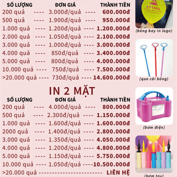 Bảng giá in bóng bay - inansticky